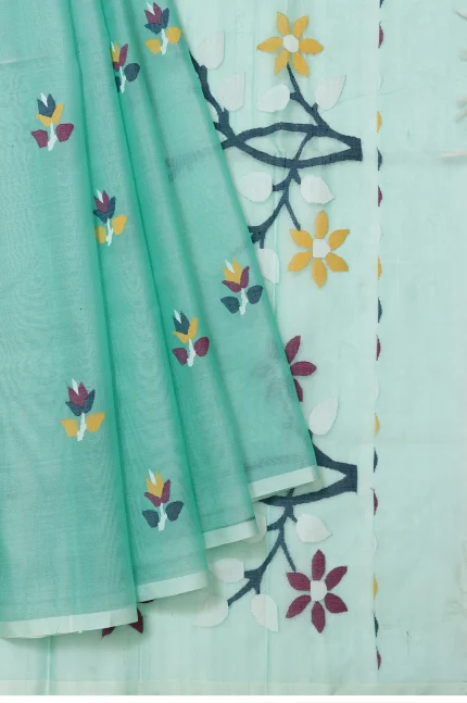 Sea Green Bengal Jamadani Saree
