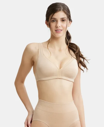 Light Skin Wire free Non Padded Soft Touch Microfiber Elastane Stretch Full Coverage Everyday Bra