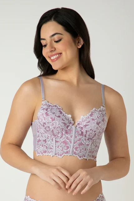 THISTLE Femme Lace Padded Non-Wired Longline Bra