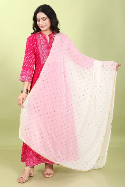 White Chiffon Printed Dupatta